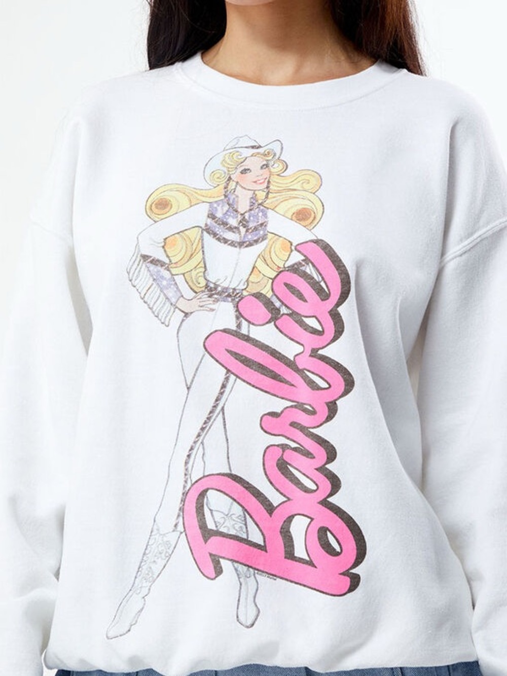 Junk Food Clothing Cowgirl Barbie Flea Market Fleece Graphic Pullover Sweatshirt